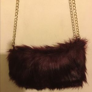 Shoulder bag burgundy faux fur...so soft